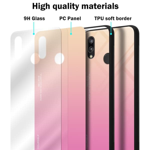 Huawei P20 LITE 2018 / NOVA 3E Skal Fodral i två färger av TPU-silikon och baksida av härdat glas Case Cover Mobilskydd