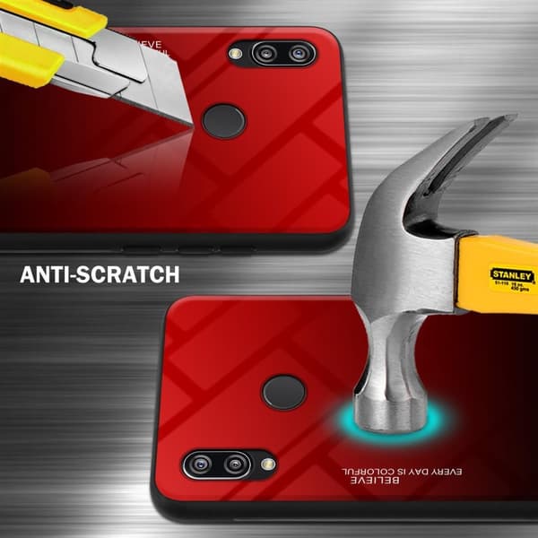 Huawei P20 LITE 2018 / NOVA 3E Skal Fodral i två färger av TPU-silikon och baksida av härdat glas Case Cover Mobilskydd