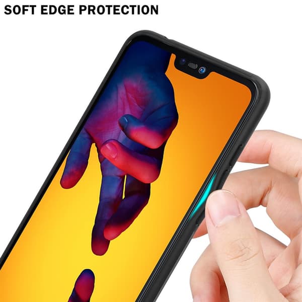 Huawei P20 LITE 2018 / NOVA 3E Skal Fodral i två färger av TPU-silikon och baksida av härdat glas Case Cover Mobilskydd
