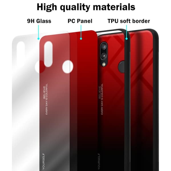 Huawei P20 LITE 2018 / NOVA 3E Skal Fodral i två färger av TPU-silikon och baksida av härdat glas Case Cover Mobilskydd