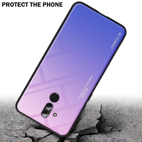Deksel til Huawei MATE 20 LITE Silikondeksel av TPU-silikon og bakside av herdet glass