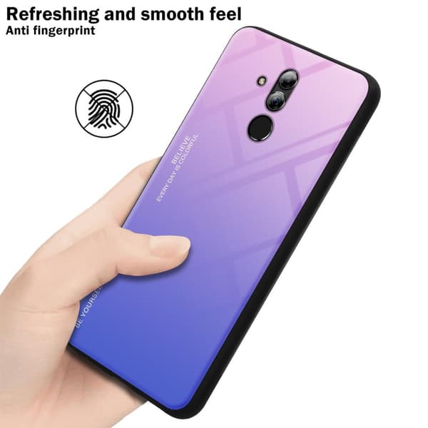 Deksel til Huawei MATE 20 LITE Silikondeksel av TPU-silikon og bakside av herdet glass