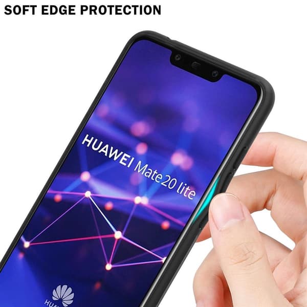 Deksel til Huawei MATE 20 LITE Silikondeksel av TPU-silikon og bakside av herdet glass