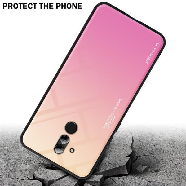 Deksel til Huawei MATE 20 LITE Silikondeksel av TPU-silikon og bakside av herdet glass