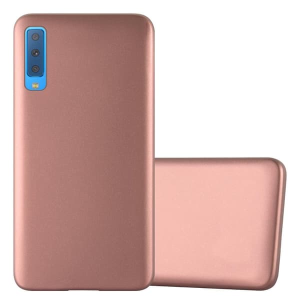 Deksel til Samsung Galaxy A7 2018 Beskyttelsesdeksel laget av fleksibelt TPU-silikon METALLISK ROSEGULL