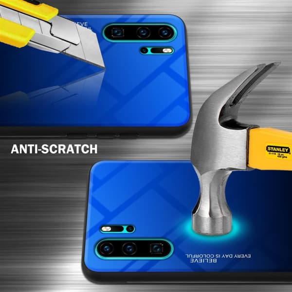 Huawei P30 PRO Skal Fodral i två färger av TPU-silikon och baksida av härdat glas Case Cover Mobilskydd