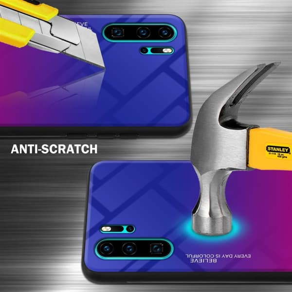 Huawei P30 PRO Skal Fodral i två färger av TPU-silikon och baksida av härdat glas Case Cover Mobilskydd