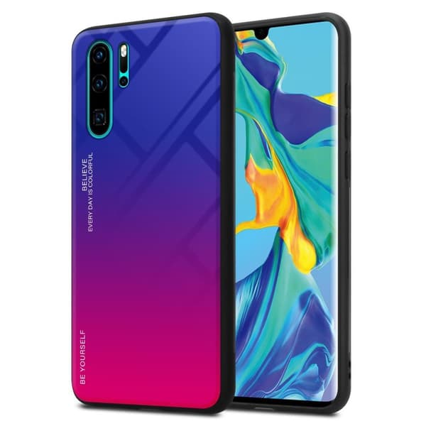 Huawei P30 PRO Skal Fodral i två färger av TPU-silikon och baksida av härdat glas Case Cover Mobilskydd