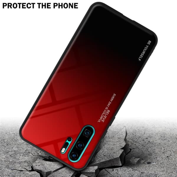 Huawei P30 PRO Skal Fodral i två färger av TPU-silikon och baksida av härdat glas Case Cover Mobilskydd