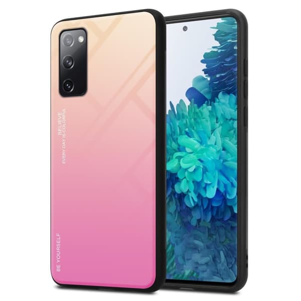 Samsung Galaxy S20 FE Suojakuori Suojakotelo Kaksivärinen joka on valmistettu TPU-silikonista ja jonka takaosa on valmistettu karkaistusta lasista