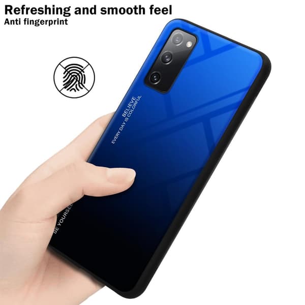 Samsung Galaxy S20 FE Skal Fodral i två färger av TPU-silikon och baksida av härdat glas Case Cover Mobilskydd