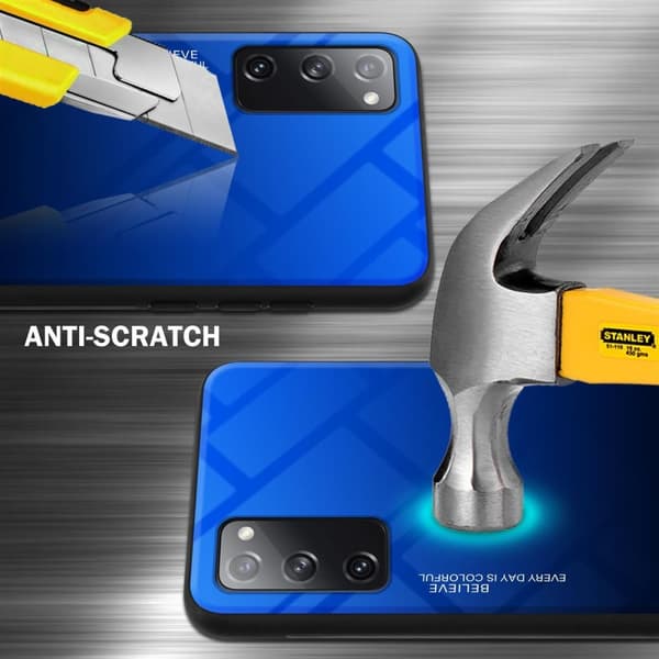 Samsung Galaxy S20 FE Skal Fodral i två färger av TPU-silikon och baksida av härdat glas Case Cover Mobilskydd