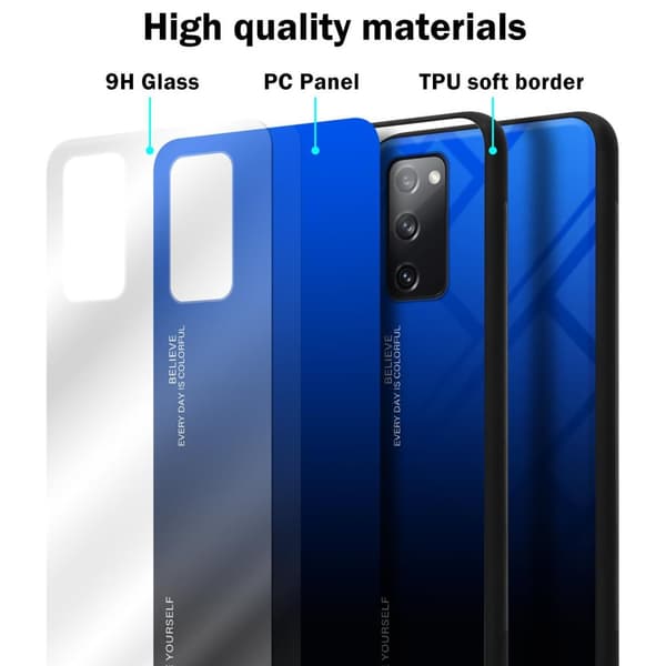 Samsung Galaxy S20 FE Skal Fodral i två färger av TPU-silikon och baksida av härdat glas Case Cover Mobilskydd