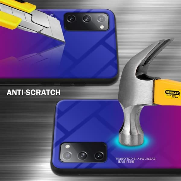 Samsung Galaxy S20 FE Skal Fodral i två färger av TPU-silikon och baksida av härdat glas Case Cover Mobilskydd