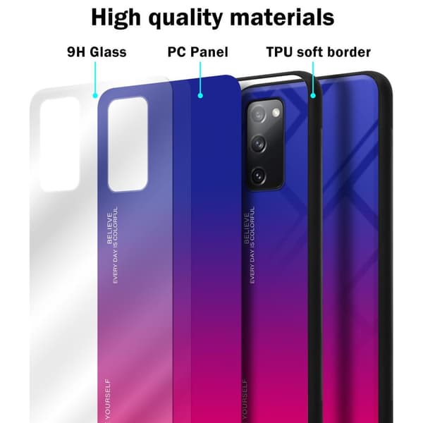 Samsung Galaxy S20 FE Skal Fodral i två färger av TPU-silikon och baksida av härdat glas Case Cover Mobilskydd