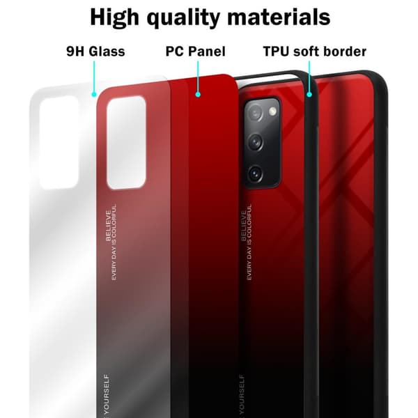 Samsung Galaxy S20 FE Skal Fodral i två färger av TPU-silikon och baksida av härdat glas Case Cover Mobilskydd