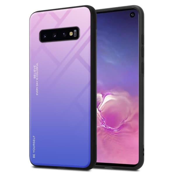Deksel til Samsung Galaxy S10 4G Silikondeksel av TPU-silikon og bakside av herdet glass