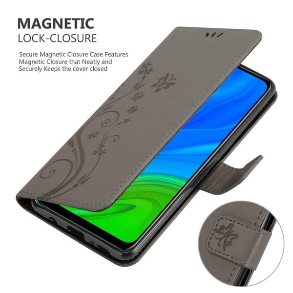 Huawei P SMART 2020 Skal Fodral i blomdesign Mobilskydd Case Cover med magnetisk stängning, ståfunktion och kortplatser