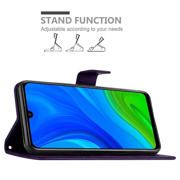 Huawei P SMART 2020 Skal Fodral i blomdesign Mobilskydd Case Cover med magnetisk stängning, ståfunktion och kortplatser