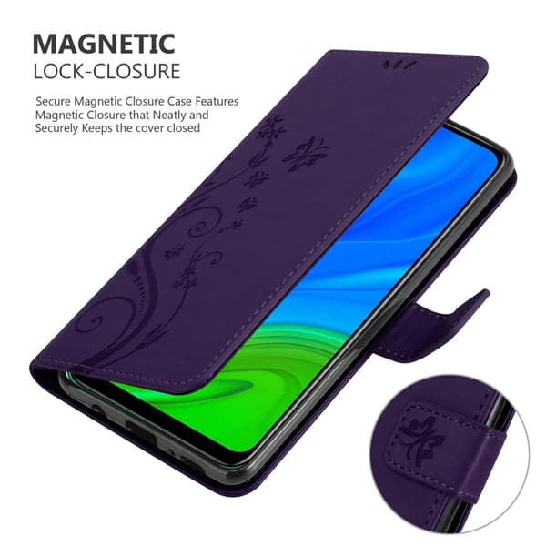 Huawei P SMART 2020 Skal Fodral i blomdesign Mobilskydd Case Cover med magnetisk stängning, ståfunktion och kortplatser