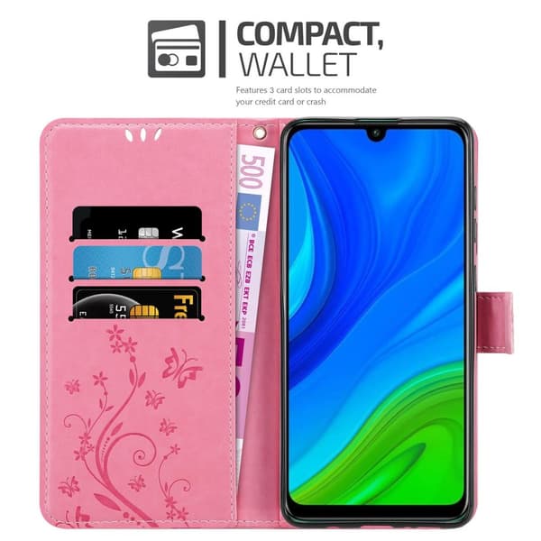Huawei P SMART 2020 Skal Fodral i blomdesign Mobilskydd Case Cover med magnetisk stängning, ståfunktion och kortplatser