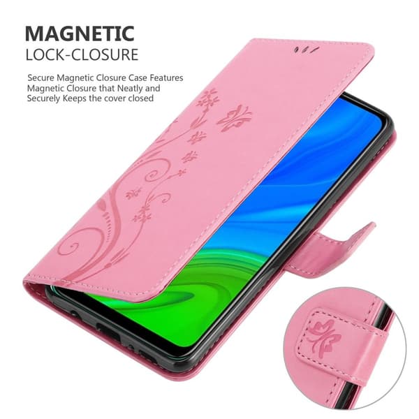 Huawei P SMART 2020 Skal Fodral i blomdesign Mobilskydd Case Cover med magnetisk stängning, ståfunktion och kortplatser