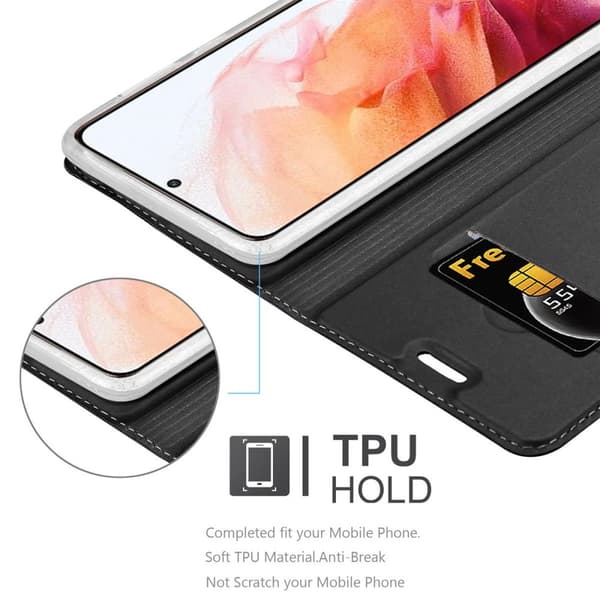 Deksel til Samsung Galaxy S21 5G Lommebokdeksel med magnetisk lukking, stativfunksjon og kortlomme