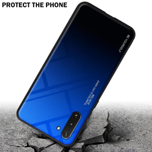 Deksel til Samsung Galaxy NOTE 10 Silikondeksel av TPU-silikon og bakside av herdet glass
