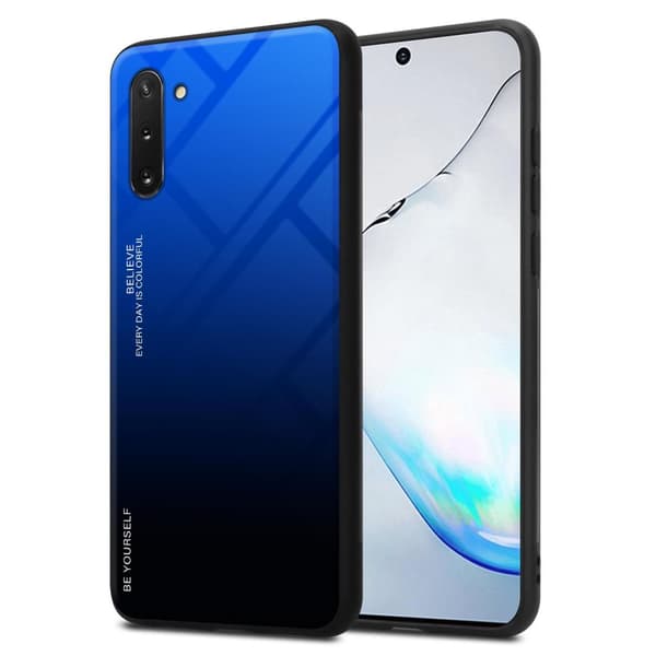 Deksel til Samsung Galaxy NOTE 10 Silikondeksel av TPU-silikon og bakside av herdet glass
