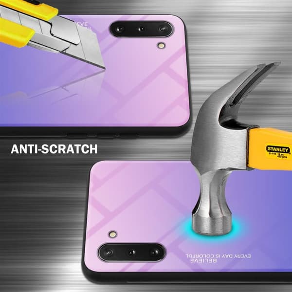 Deksel til Samsung Galaxy NOTE 10 Silikondeksel av TPU-silikon og bakside av herdet glass