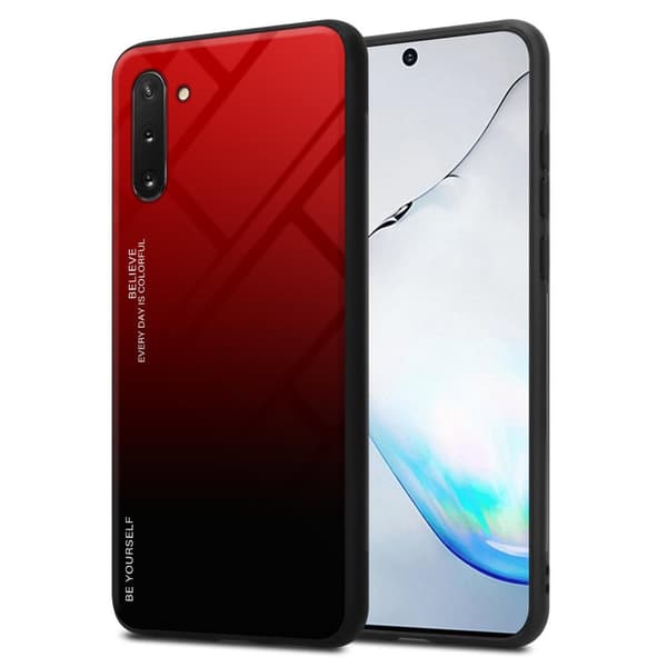 Deksel til Samsung Galaxy NOTE 10 Silikondeksel av TPU-silikon og bakside av herdet glass