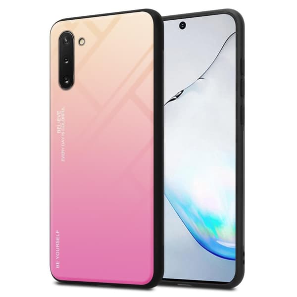 Deksel til Samsung Galaxy NOTE 10 Silikondeksel av TPU-silikon og bakside av herdet glass
