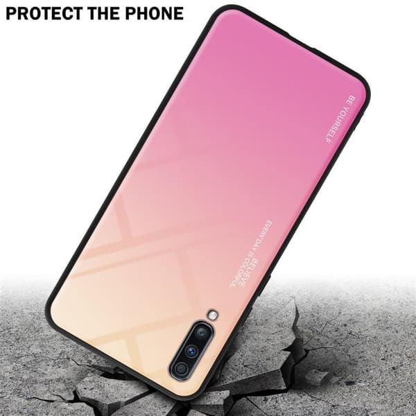 Deksel til Samsung Galaxy A70 / A70s Silikondeksel av TPU-silikon og bakside av herdet glass