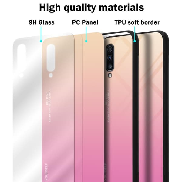 Samsung Galaxy A70 / A70s Skal Fodral i två färger av TPU-silikon och baksida av härdat glas Case Cover Mobilskydd