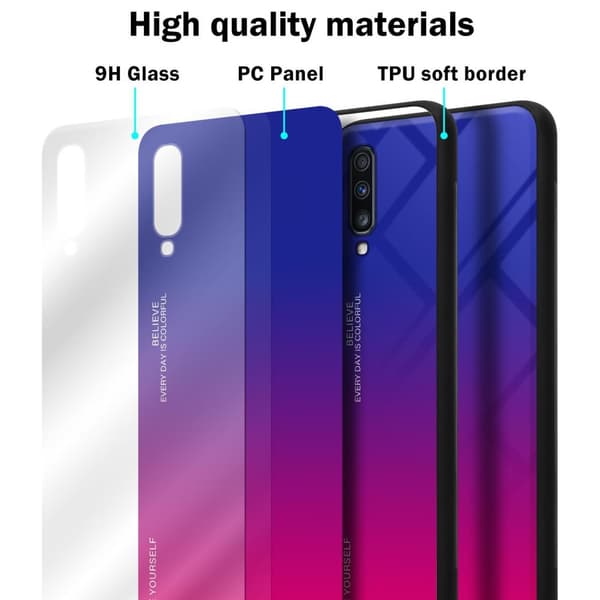 Deksel til Samsung Galaxy A70 / A70s Silikondeksel av TPU-silikon og bakside av herdet glass