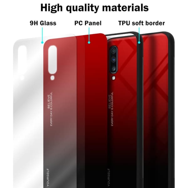 Samsung Galaxy A70 / A70s Skal Fodral i två färger av TPU-silikon och baksida av härdat glas Case Cover Mobilskydd