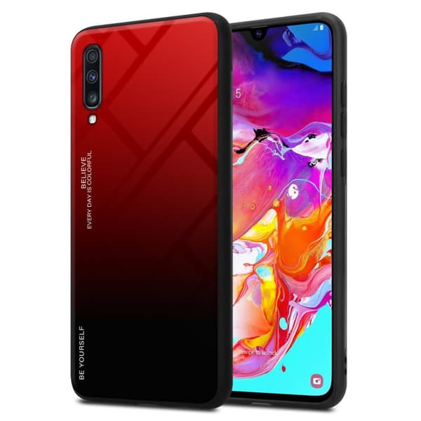 Deksel til Samsung Galaxy A70 / A70s Silikondeksel av TPU-silikon og bakside av herdet glass