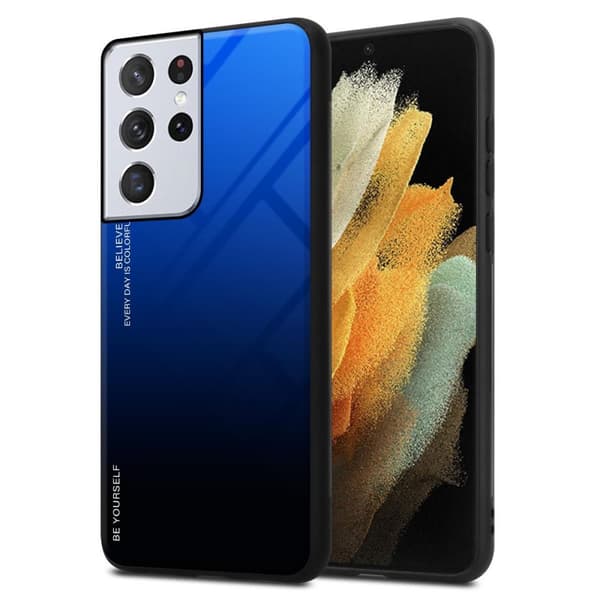 Deksel til Samsung Galaxy S21 ULTRA Silikondeksel av TPU-silikon og bakside av herdet glass