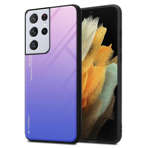 Deksel til Samsung Galaxy S21 ULTRA Silikondeksel av TPU-silikon og bakside av herdet glass