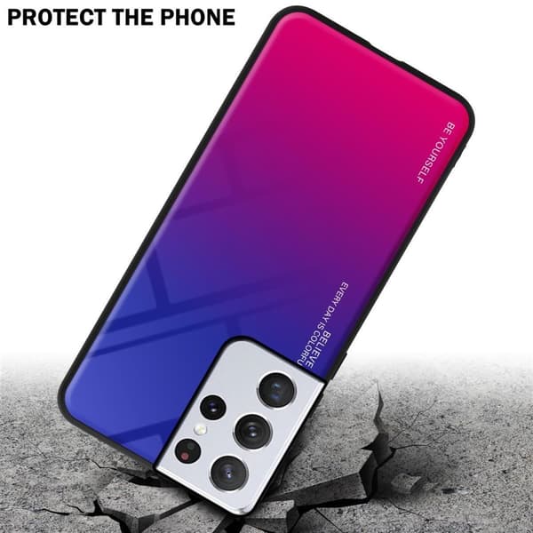 Deksel til Samsung Galaxy S21 ULTRA Silikondeksel av TPU-silikon og bakside av herdet glass