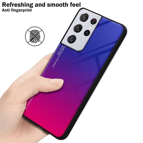 Deksel til Samsung Galaxy S21 ULTRA Silikondeksel av TPU-silikon og bakside av herdet glass