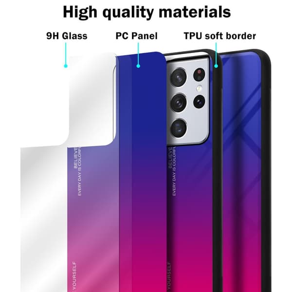 Deksel til Samsung Galaxy S21 ULTRA Silikondeksel av TPU-silikon og bakside av herdet glass
