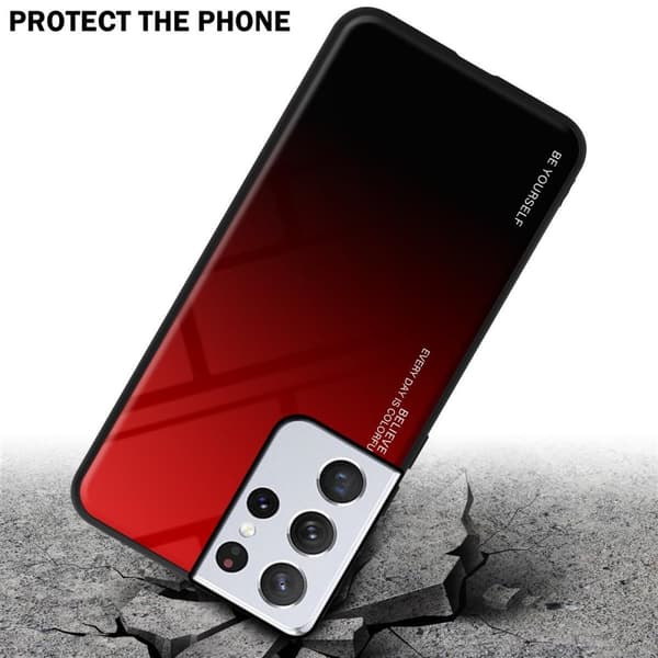 Deksel til Samsung Galaxy S21 ULTRA Silikondeksel av TPU-silikon og bakside av herdet glass