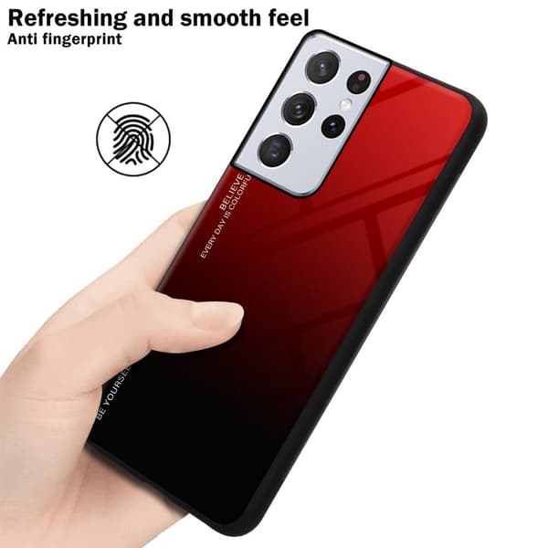 Deksel til Samsung Galaxy S21 ULTRA Silikondeksel av TPU-silikon og bakside av herdet glass