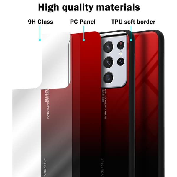 Deksel til Samsung Galaxy S21 ULTRA Silikondeksel av TPU-silikon og bakside av herdet glass