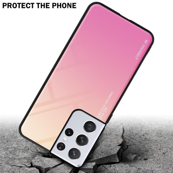 Deksel til Samsung Galaxy S21 ULTRA Silikondeksel av TPU-silikon og bakside av herdet glass