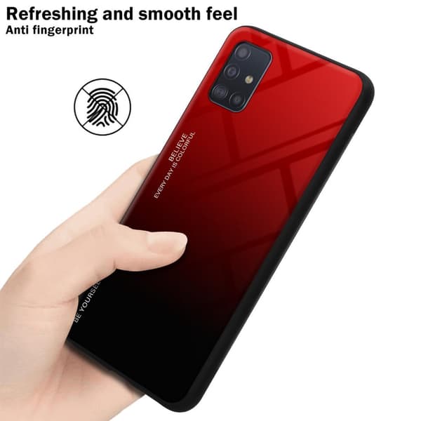 Samsung Galaxy A51 4G / M40s Suojakuori Suojakotelo Kaksivärinen joka on valmistettu TPU-silikonista ja jonka takaosa on valmistettu karkaistusta
