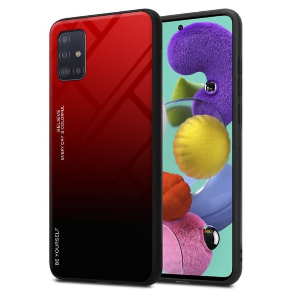 Samsung Galaxy A51 4G / M40s Suojakuori Suojakotelo Kaksivärinen joka on valmistettu TPU-silikonista ja jonka takaosa on valmistettu karkaistusta