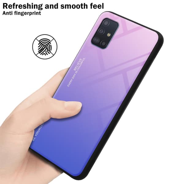 Deksel til Samsung Galaxy A51 4G / M40s Silikondeksel av TPU-silikon og bakside av herdet glass