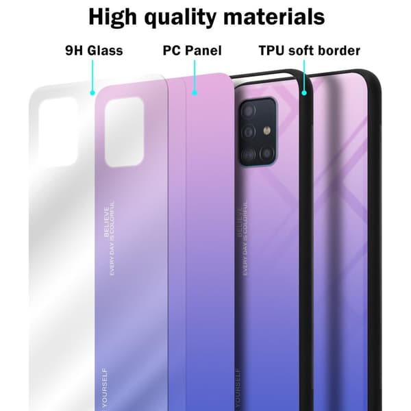 Deksel til Samsung Galaxy A51 4G / M40s Silikondeksel av TPU-silikon og bakside av herdet glass